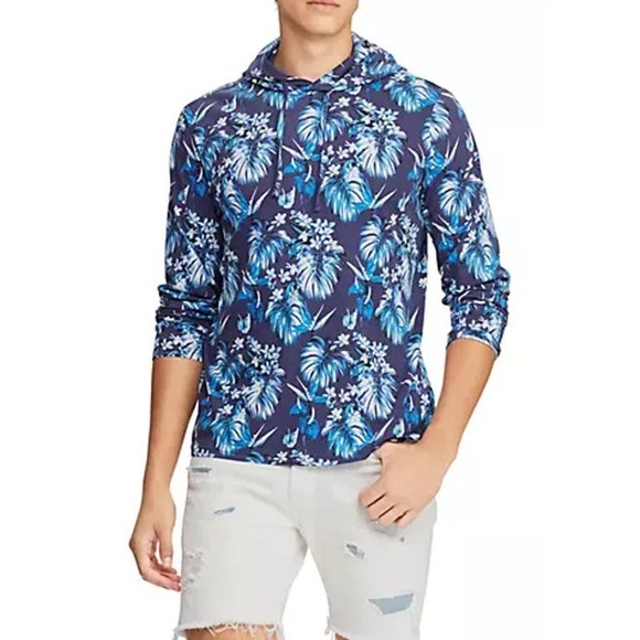 Polo Ralph Lauren Other - Polo Ralph Lauren Large Relaxed Hoodie Blue Floral Print Lightweight